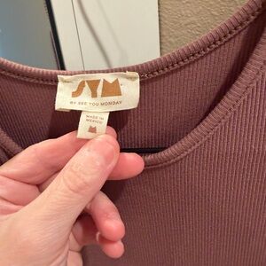 See You Monday Brown Ribbed Dress